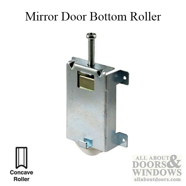 Mirror Closet Door Roller – 1-1/2 Inch Nylon Concave Wheel – Bottom Mount