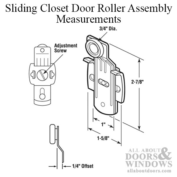 1//4-Inch Offset Front Prime-Line Products N 6925 Closet Door Roller 3//4-Inch Nylon Wheel