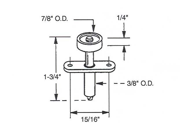 Spring-Loaded Guide Roller with Nails - Dimensions