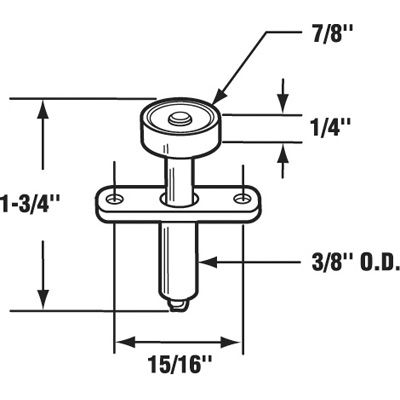 Spring-Loaded Guide Roller with Nails - Dimensions
