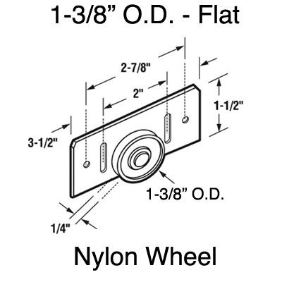 Closet Door Bottom-Mount Roller – 1 3/8″ Nylon Wheel, Steel Bracket