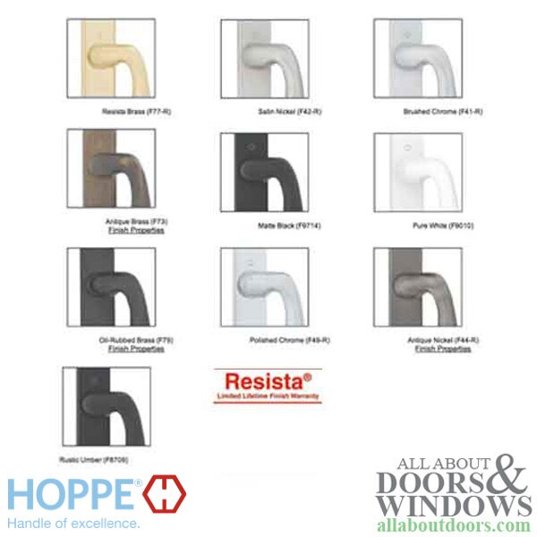 Hoppe Active Handle – Available Finishes – Non-Keyed