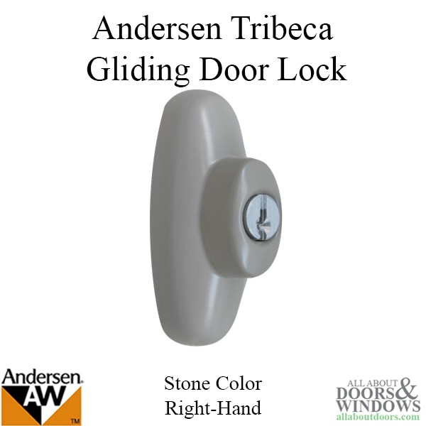 Andersen Right-Hand Exterior Tribeca Sliding Door Lock with Keys for Frenchwood Sliding Door - Stone Finish