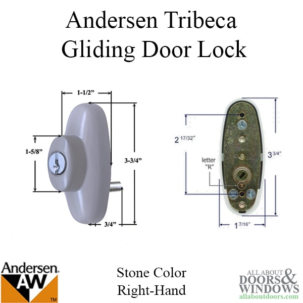 Andersen Tribeca Gliding Door Lock - Dimensions