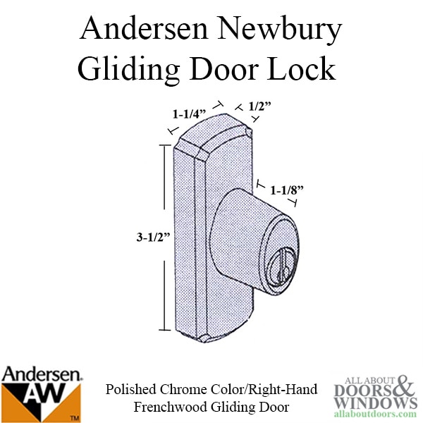 Andersen Newbury Gliding Door Lock - Dimensions