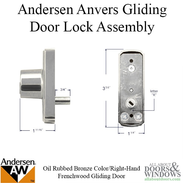 Andersen Gliding Door Anvers Exterior Keyed Lock - Dimensions