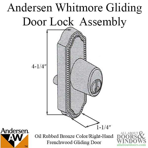 Andersen Window Frenchwood Gliding Door Keyed Lock RH Oil