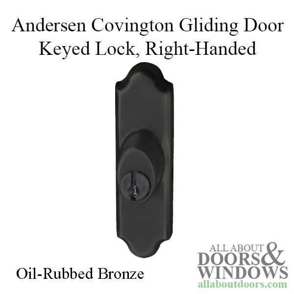 Covington Style Exterior Keyed Lock with Schlage Keyway for Andersen Gliding Patio Doors - Right-Handed - Oil-Rubbed Bronze