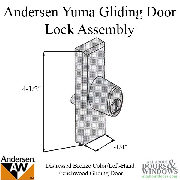 Andersen Yuma Gliding Door Lock Assembly Profile Dimensions
