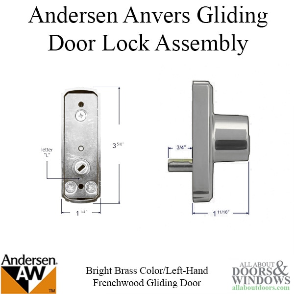 Andersen Anvers Gliding Door Lock Assembly Dimensions