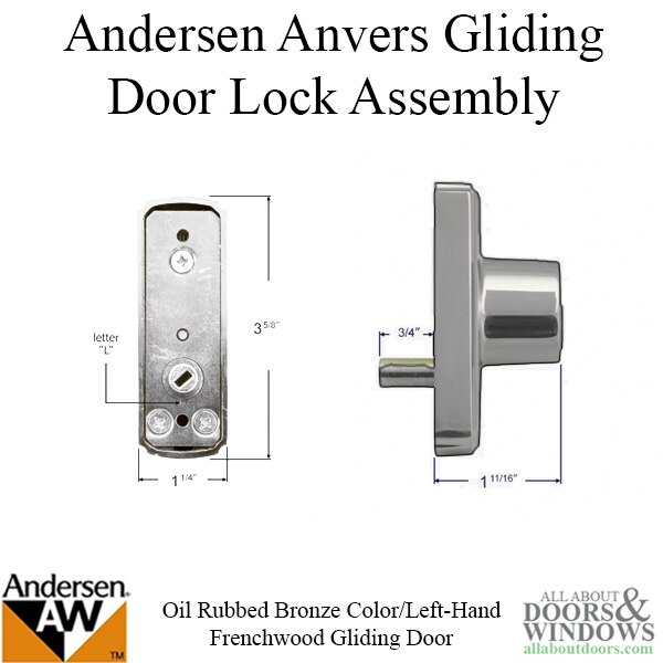 Andersen Anvers Gliding Door Lock Assembly Dimensions