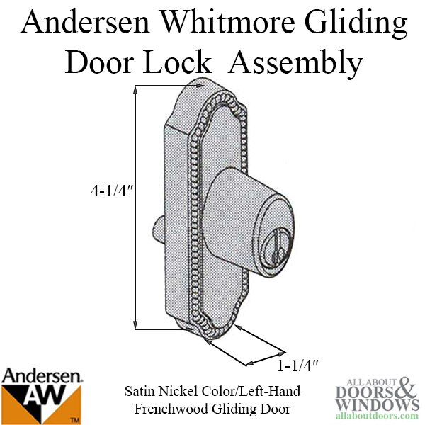 Andersen Frenchwood Gliding Door Keyed Lock - Dimensions