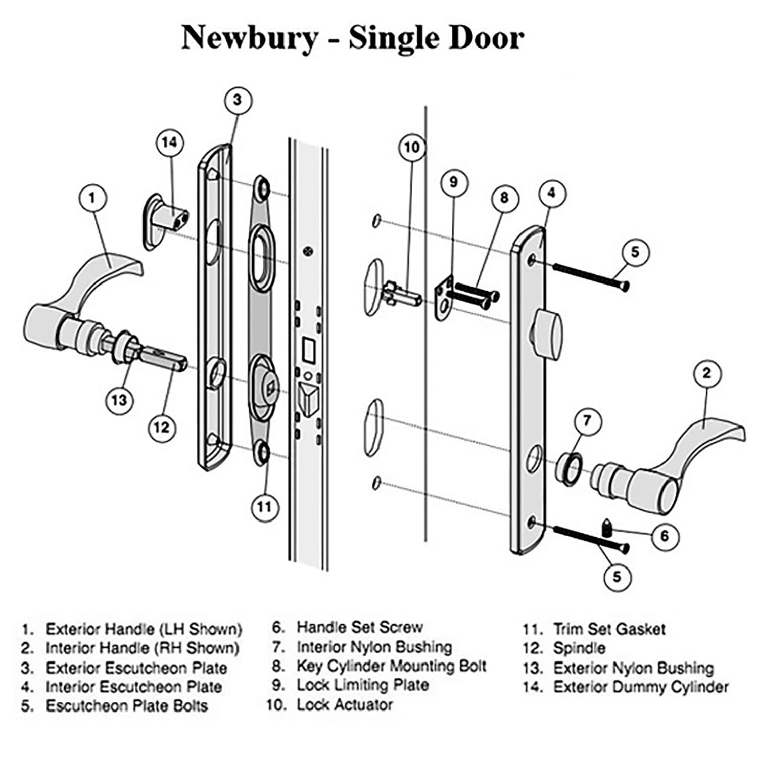 Andersen Newbury Active Single Hinged Door Hardware
