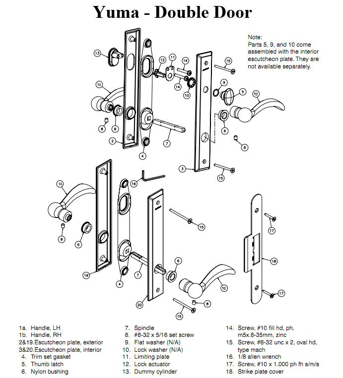 Yuma Double Door Hardware Components