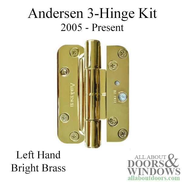 3 hinge kit, bright brass