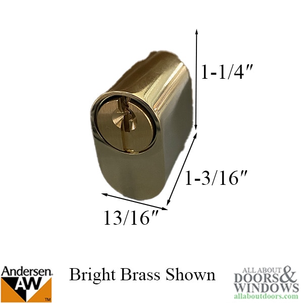 Andersen Keyed Lock Cylinder with Housing for Frenchwood Hinged Doors - Dimensions