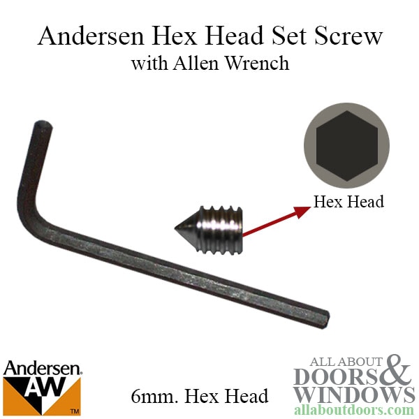 Andersen 6mm hex set screw and allen wrench for hinged doors