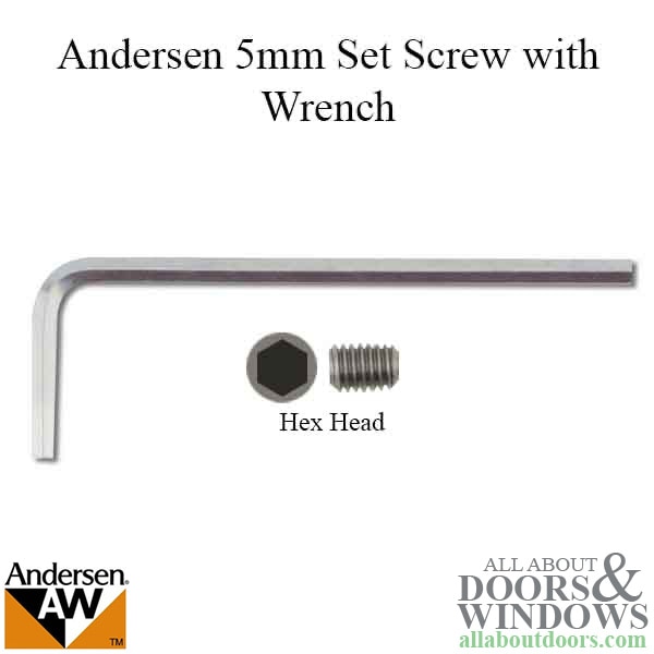 Andersen 5mm set screw with Allen wrench for Andersen hinged doors Pre-1990