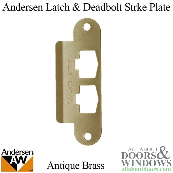 Andersen latch and deadbolt strike plate cover for hinged doors