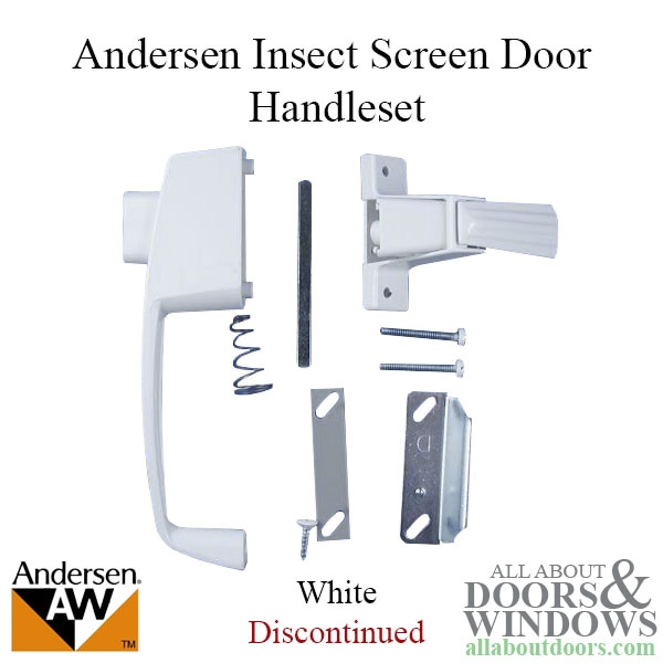 Andersen outside screen door handle with inside latch spindle spring and shim