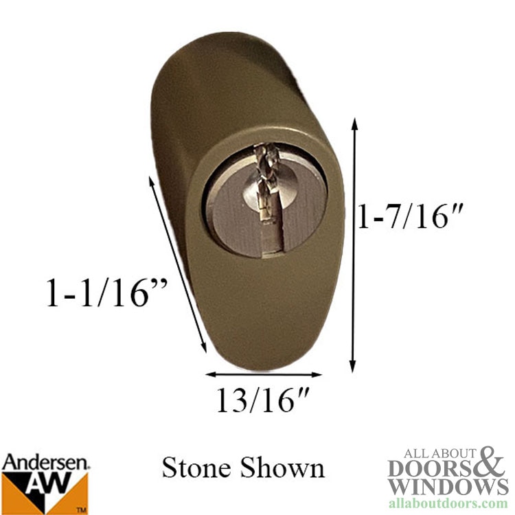 Andersen Frenchwood Hinged Door Exterior Key Lock Assembly with Tribeca Lock Housing - Dimensions