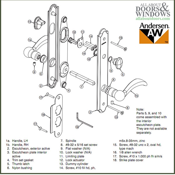 Andersen Spindle For Frenchwood Hinged Door Trim Set