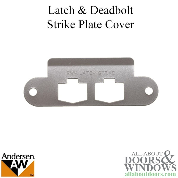 Andersen latch and deadbolt strike plate cover for hinged doors