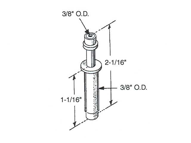 Top Pivot Guide for Bi-Fold Door, 2-1/16 Inch Long - Dimensions