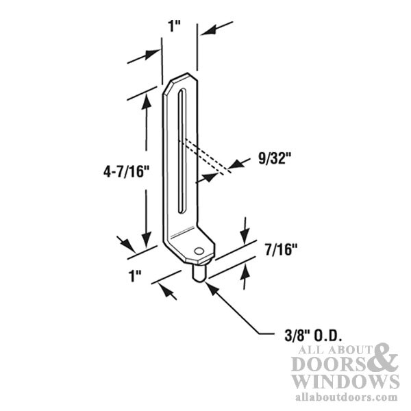 Prime-Line N 6616 Bi-Fold Door Bottom Guide, Nylon and Steel - Dimensions