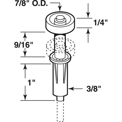 Top Guide/Roller for Bi-Fold Door - Dimensions