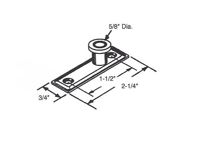Top Guide for Bi-folding Door, 5/8 Inch O.D. - Dimensions