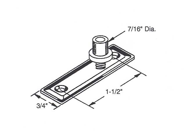 Top Guide for Bifolding Door, 7/16 Inch O.D - Dimensions