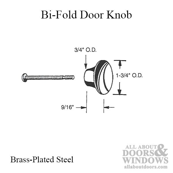 Knob for 1-3/4 Bi-Fold Door (Metal) - Acme No. 310 - Dimensions