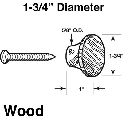 Wood Pull - 1-3/4" - Dimensions