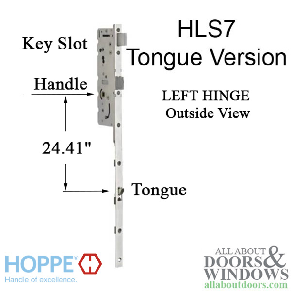 HOPPE HLS7 16mm active gear, 45/92, left hand tongue at 24.41 inches