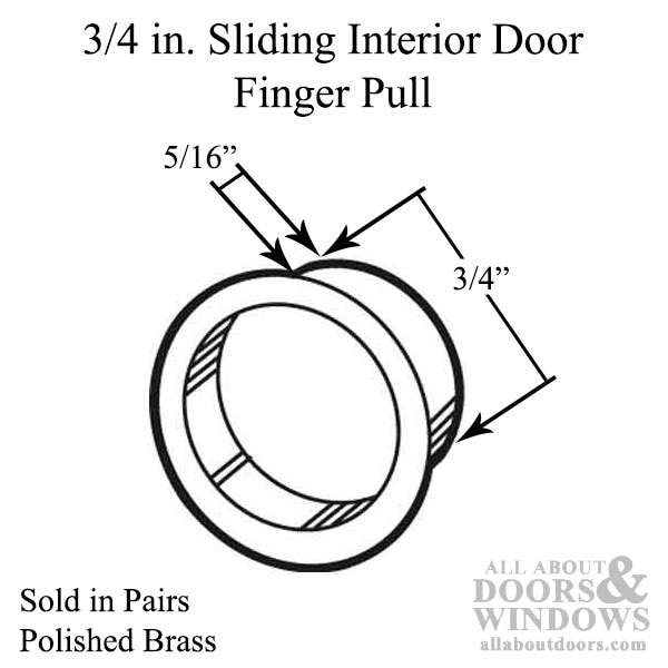 3 4 In Sliding Interior Door Finger Pull In Polished Brass