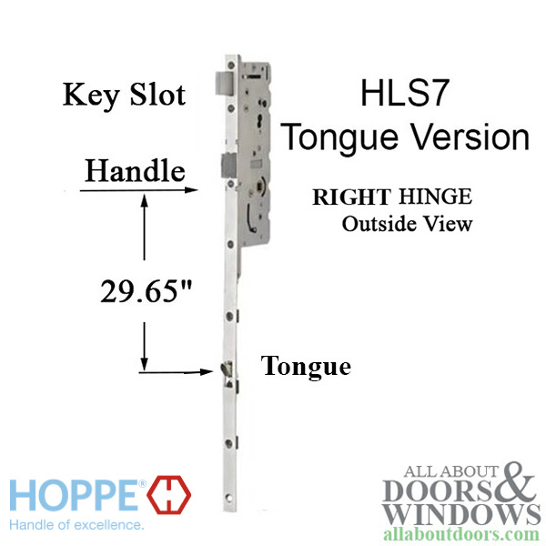 HOPPE HLS7 16mm active gear 45/92 right hand tongue at 29.65"