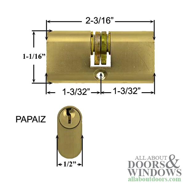 Papaiz Double Cylinder Key Lock - Fits New Style 323 Lock Case - Dimensions