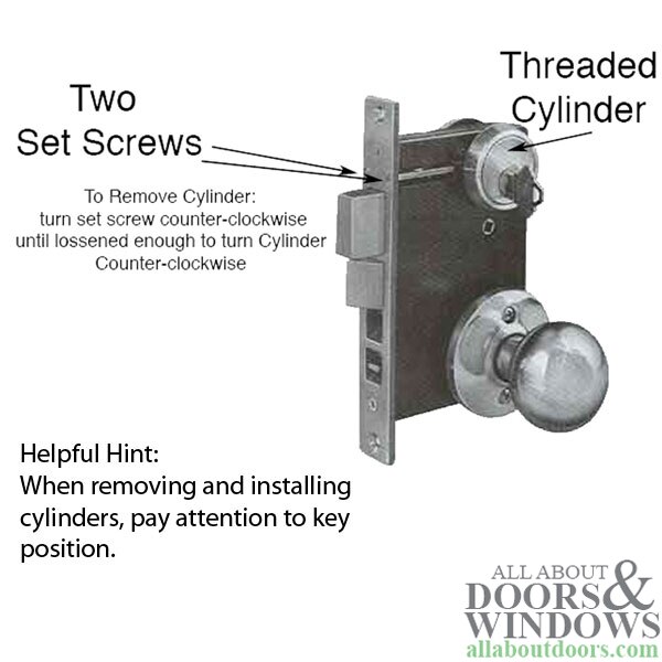 Marks 15/16" Mortise Cylinder, Threaded Kwikset Key