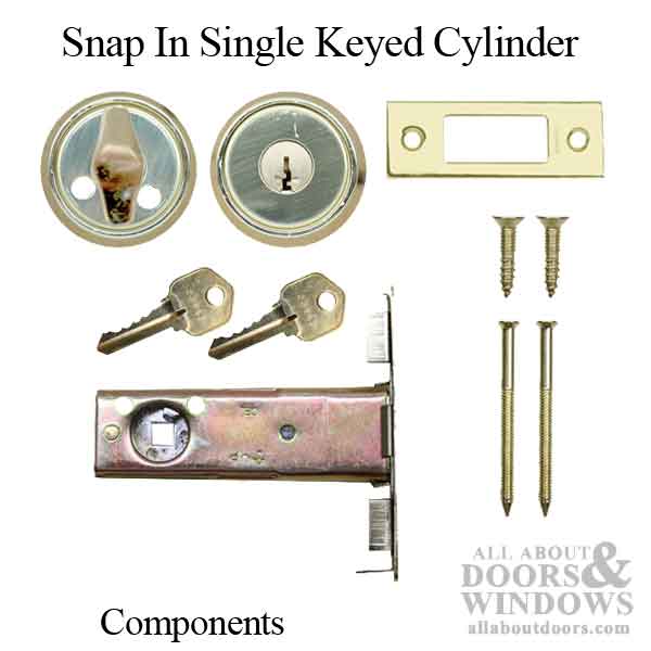 Snap-In Keyed Single Cylinder Deadbolt Lock - Components