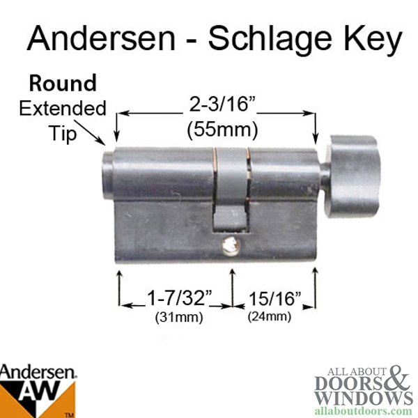 Keyed Schlage Euro Cylinder for Andersen Storm Door - Available in 3 Colors