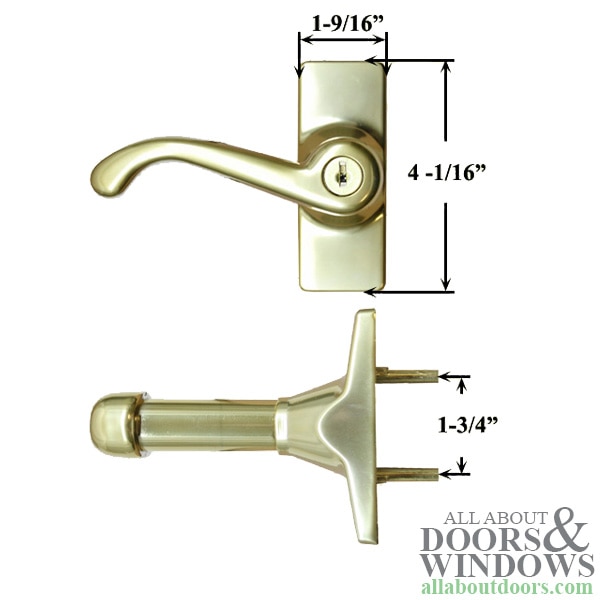Complete Handle Set, Lever, Keyed Polished Brass
