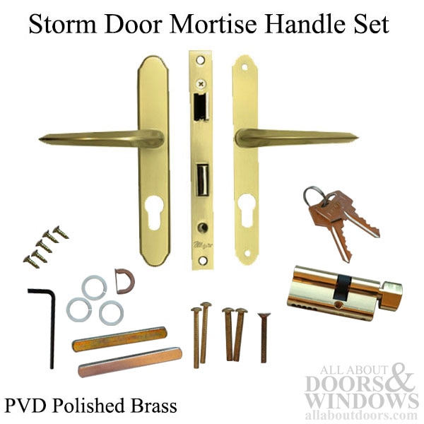Storm Door Mortise Hardware Handle Kit Lifetime Polished Brass