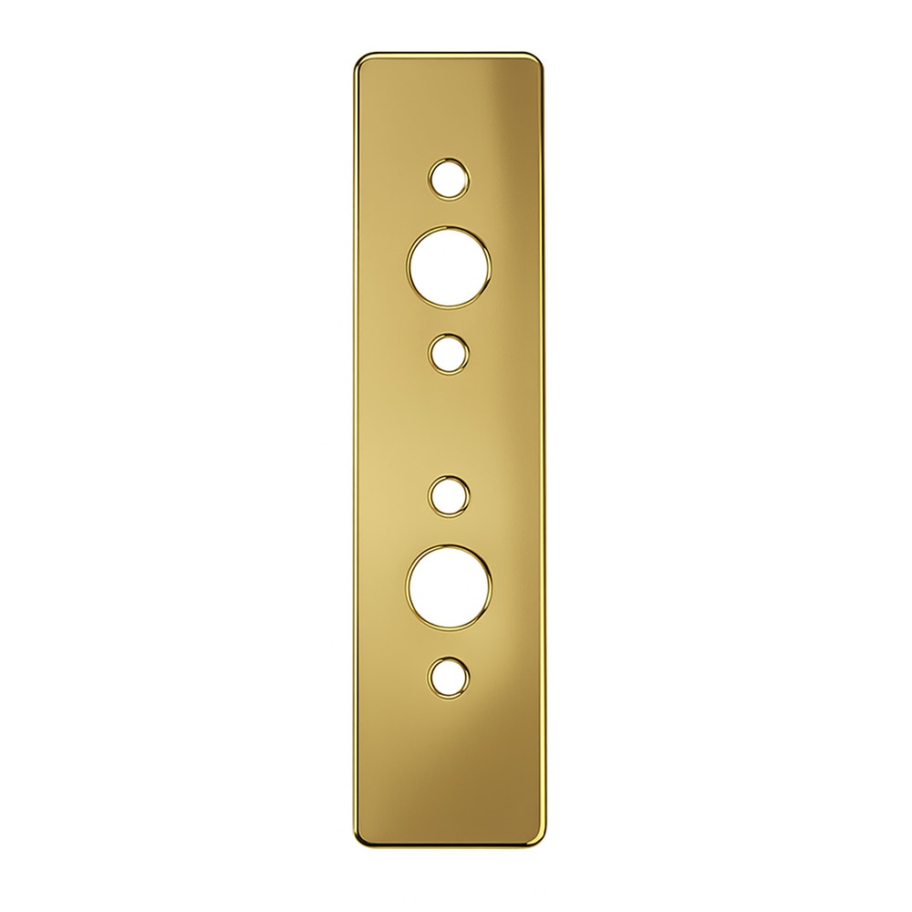 Brass Backplate for storm door hardware, designed to provide a secure and finished mounting surface for handles and latches