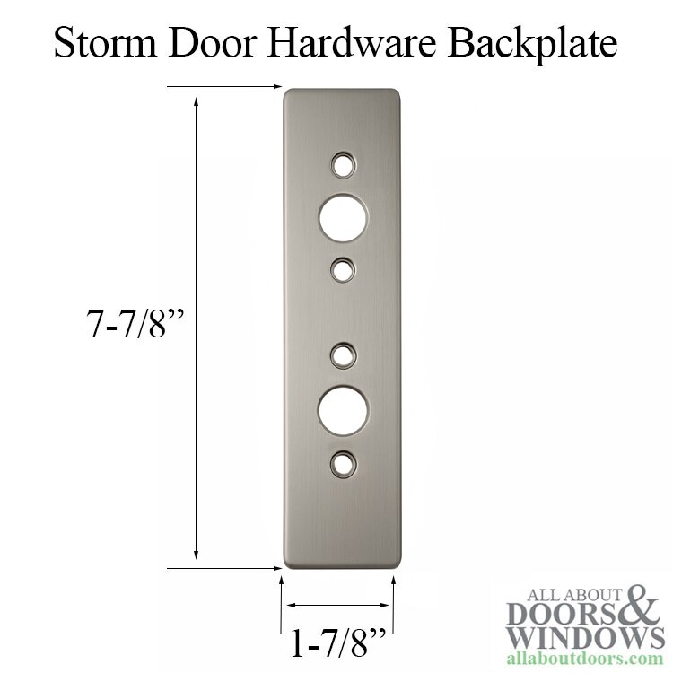 Nickel backplate for Storm Door Hardware dimensions