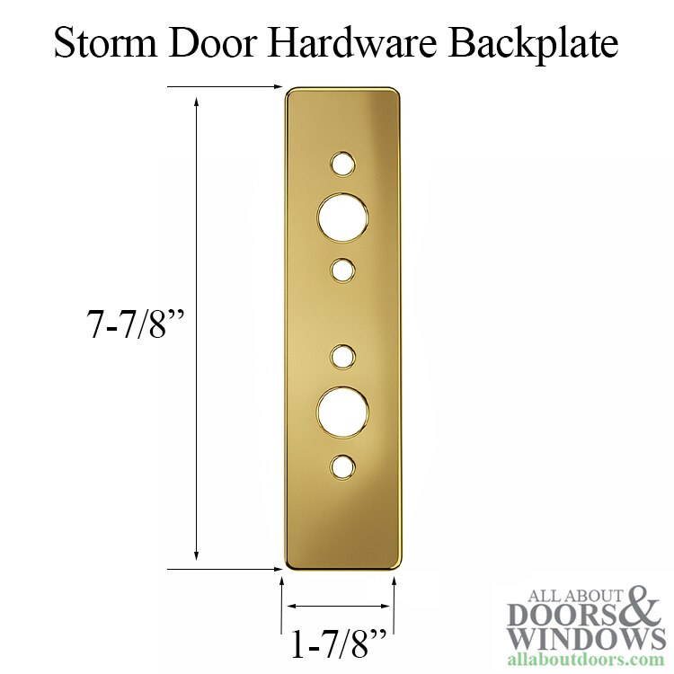 Brass backplate for Storm Door Hardware dimensions. main