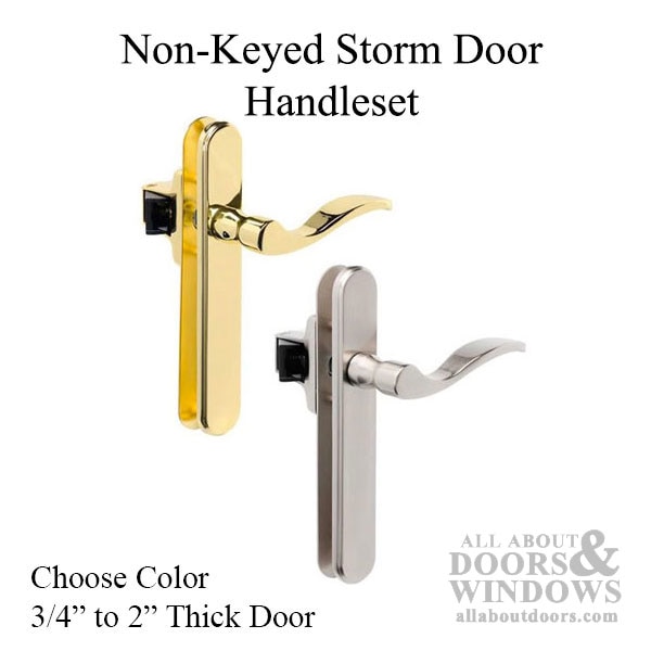 Surface Mount Lever, Storm Door Handle with Deadbolt , Brass/White