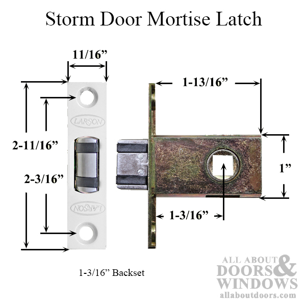 Larson Storm Door Mortise Latch 1-3/16 Backset - White
