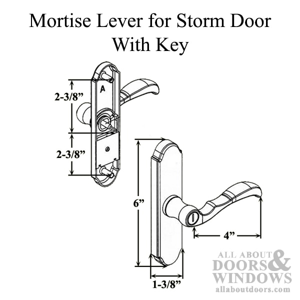 Larson Mortise Lever, 1-3/16 Backset, Storm Door with Key