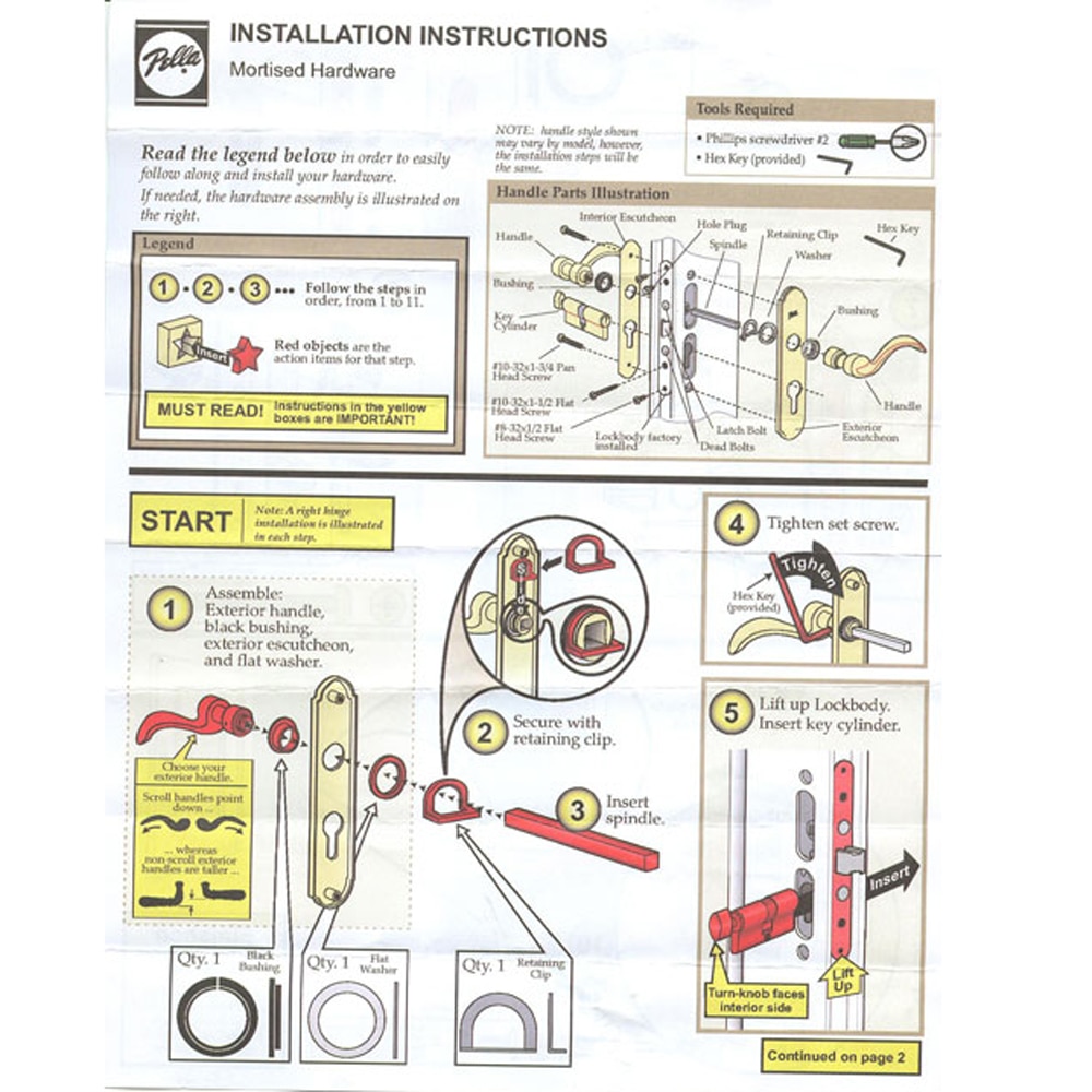 installation instructions that detail how to install mortise lock